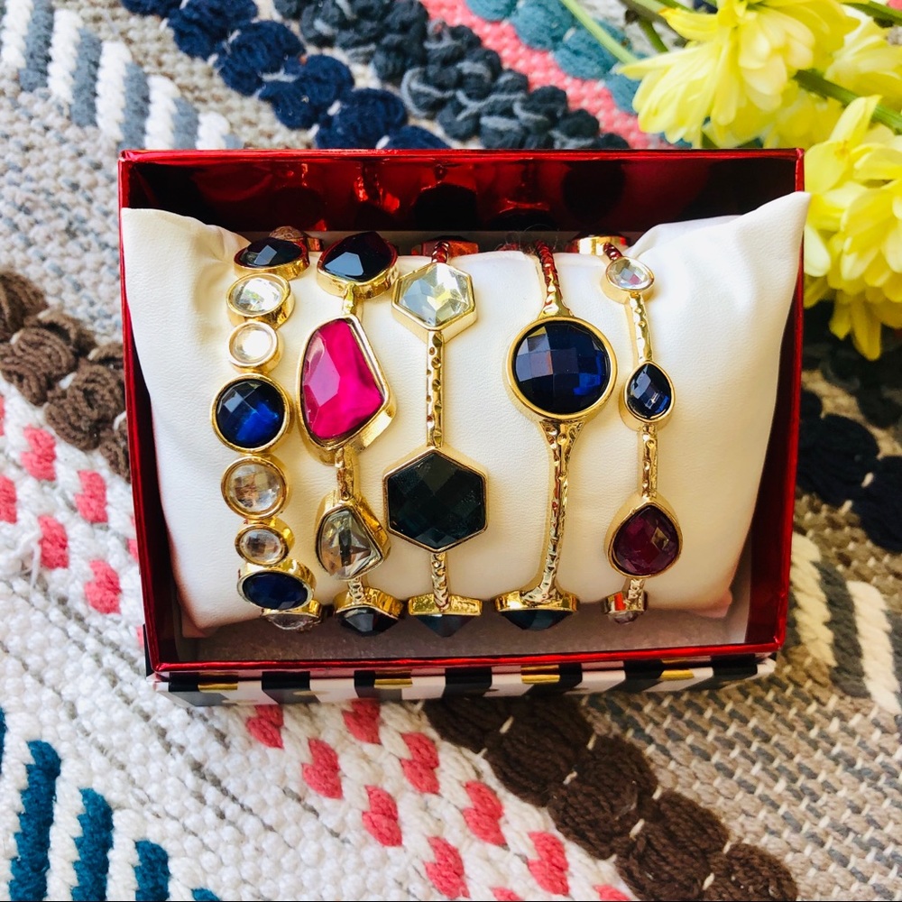 NWT! Assorted Gold Metal Jewel Bangles